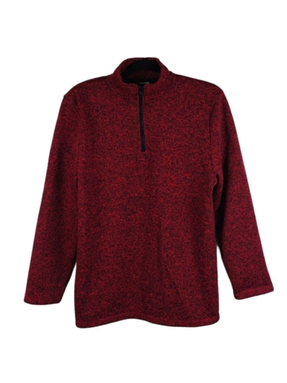 Thereabouts Deep Red Marbled Stand Up Collar 1/4 Zip Long Sleeve Sweater